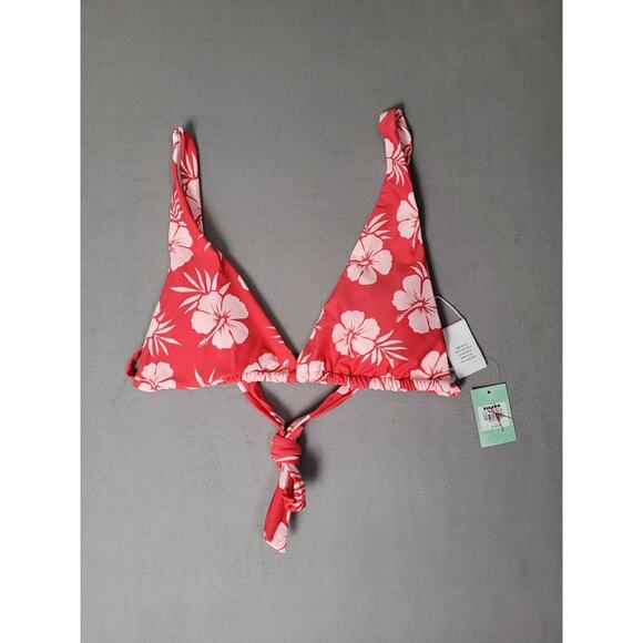 FULL TILT Tropical Tall Triangle Bikini Top Tie Womens Swimsuit Top XL - Picture 1 of 3